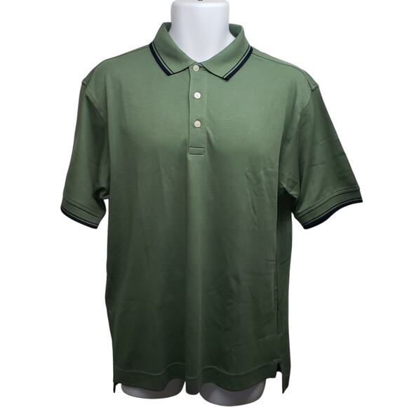 Devon & Jones Mens Classic Polo Sz S Dill Green Pima Cotton Short Sleeve Y2K - Picture 1 of 9